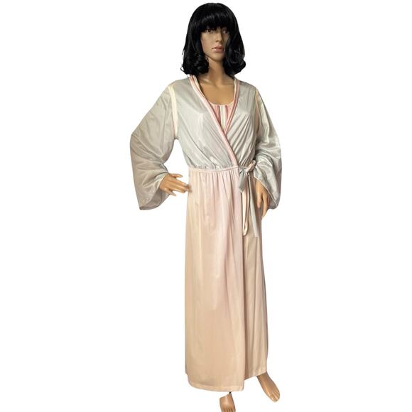 American Vintage Sears openback Nightgown & robe set pink gray medium - Picture 6 of 16